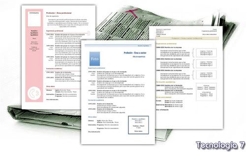 formatos de curriculum. Plantillas de Curriculum Vitae